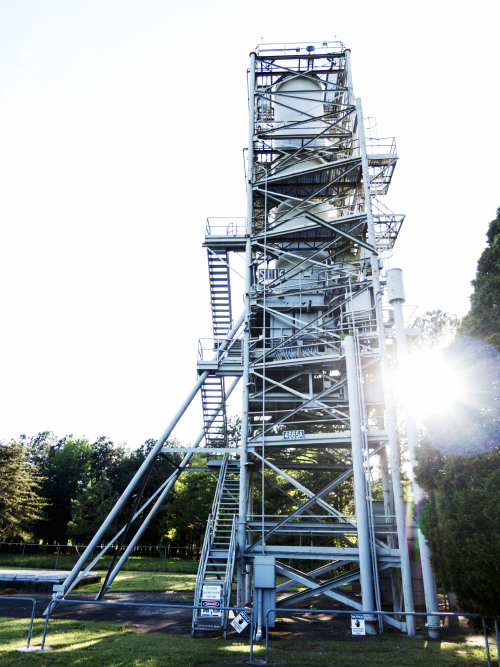 projecthabu:       The Historical Redstone Test Stand was built by Wernher von Braun in 1953, to perform static testing on the Redstone family of rockets. The stand was used until 1961, and performed 362 static test firings. A control room is situated