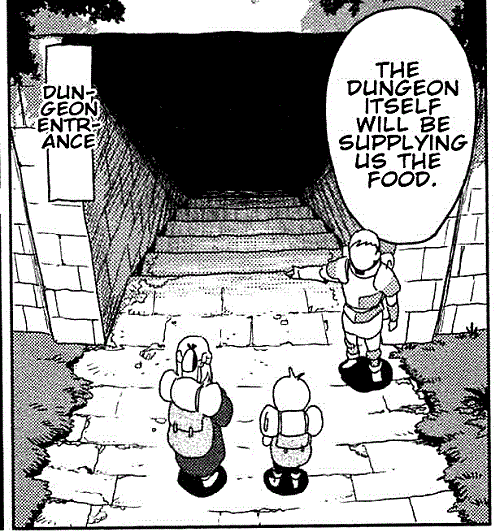 sunnysundown:  infinite-scratch:  So recently i started reading this manga Dungeon Meshi. I fucking love it. So  there’s this group of adventures exploring a dungeon RPG style, you  know like go into the dungeon defeat the evil sorcerer kinda stuff.