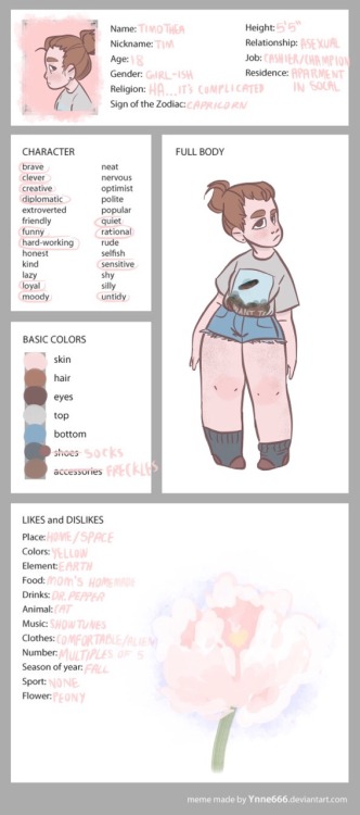 character bio sheet | Tumblr