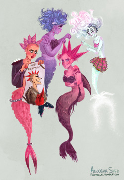 foxville:  guys just imagine a punk-rock concert takes places on a beach and a group of mermaids swim to the surface, wondering what that noise is because it’s the most incredible thing they’ve ever heard and see land-walkers wearing peculiar outfits