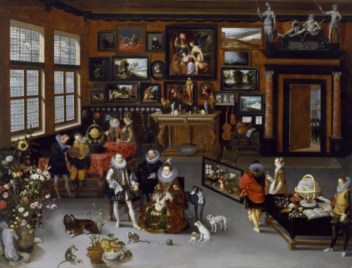 The Archdukes Albert and Isabella of Spain visiting a collector’s cabinet by Jan van Brueghel 