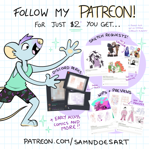 hello everyone new and not new, did you know i have a ✨ patreon ✨??i take monthly sketch requests li