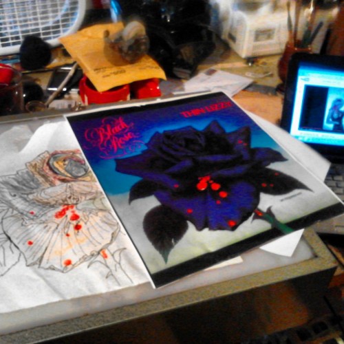 This is the whole process leading up to the finished product. THIN LIZZY worship black rose, commiss