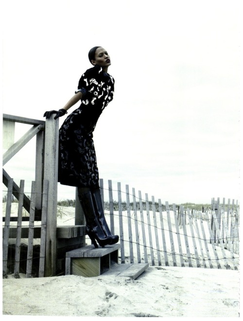 Joan Smalls for Vogue Italia August 2011 “Chic Mood”. Boots by Louis Vuitton