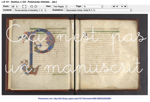 (Digital) manuscript humor. (University of Pennsylvania LJS 101, 9th century copy of Boethius’ Latin
