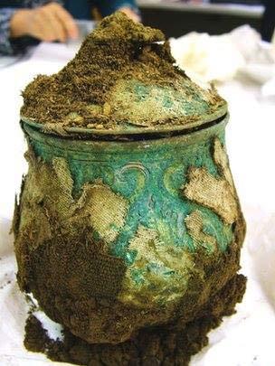 worldhistoryfacts:  Silver Carolingian pot unearthed in Scotland, part of a trove