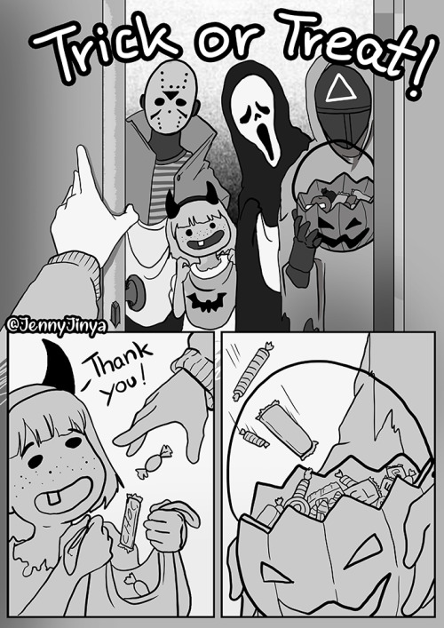 CW: animal deathA small light-hearted comic for Halloween :) Remember to put out treats for little g