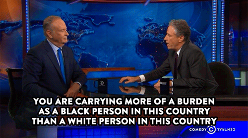 comedycentral:  Jon Stewart and Bill O’Reilly faced off over white privilege on