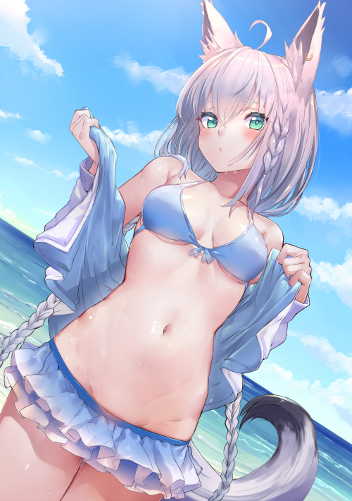 Summer blue | サマーブルーShirakami Fubuki 白上フブキAkasaAi あかさあい (art)