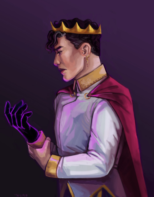 [ID: A digital painting of Lord Ephrim. He is a man with light skin and wavy, dark hair with streaks