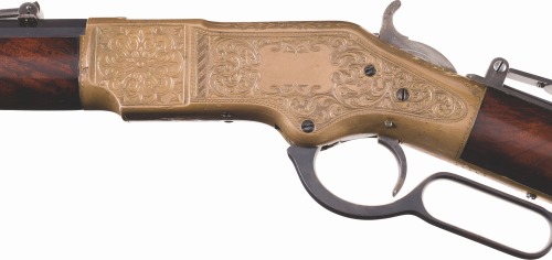 peashooter85: Engraved Winchester Model 1866 lever action rifle from Rock Island Auctions 