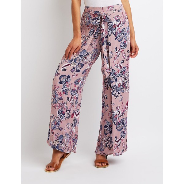 Anything Cool — Charlotte Russe Floral Tie-Front Palazzo Pants ...