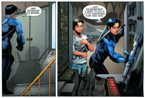 writeroffates:   Nightwing #142 “Thanks for the tidbit, Obi-Wan.”“I’m a walking fortune cookie.”“Yeah, and a stale one at that.”  There is nothing that makes me happier than the Batfam acting like a family. Especially