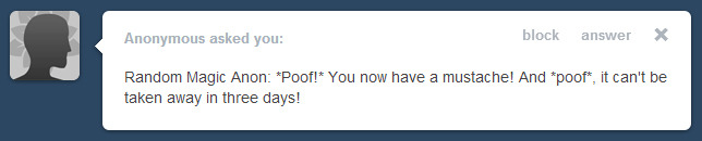 askdinky-dawberry-doo:  Fun with Random Anon Magic.  Best mustachio&rsquo;d filly