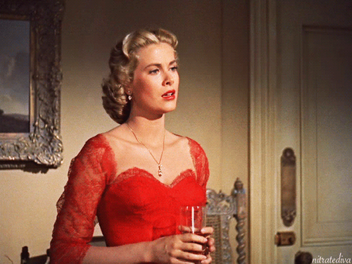Grace Kelly in Dial M for Murder (1954). #1950s#grace kelly#alfred hitchcock #dial m for murder #red dress#classic movies#classic film #classic movie gif #hitchcock blonde#1950s style#1950s fashion