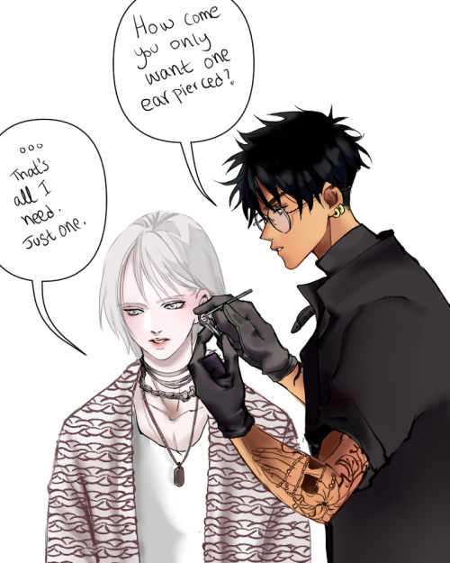 Au in which Harry became a tattoo/piercing artist and Draco started to live in the muggle world. The