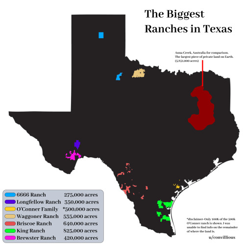 mapsontheweb:  Biggest Texas Ranches vs. Anna Creek, Australiaby u/Convillious