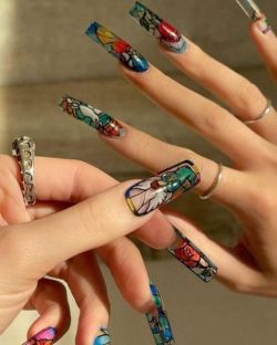 whimsigothwitch:Yall- glass stained acrylic nails