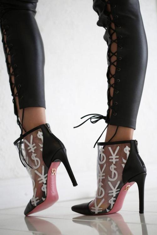 High heeled ankle boots Leather and silicon 