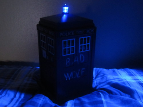 s1mp50n: I noticed something weird on my TARDIS cookie jar while it was under a black light.