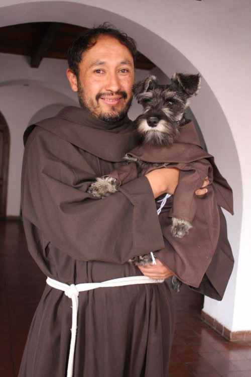 archiemcphee:Meet Friar Bigotón (Friar Moustache), aka Brother Carmelo, once a stray dog, now the fi