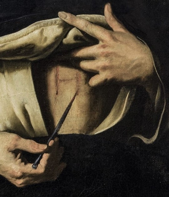 Detail from El Beato Enrique Susón, Francisco de Zurbarán, ca. 1636-38 .