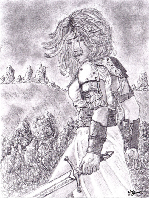 foxy-nerdy:My Father’s Sword - JGlover Art - Charity Postcard Sketch