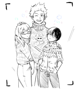 shocchan:  oh my god I loved the new chapter… so many todorokis! and I just had to draw Natsu so here’s the todoroki siblings + ugly sweaters bonus