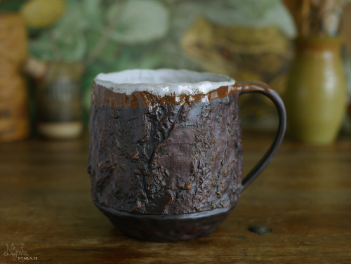 New bark mugs in my shop! :}nymla.etsy.comI really like how this dark brown bark texture came out.Th