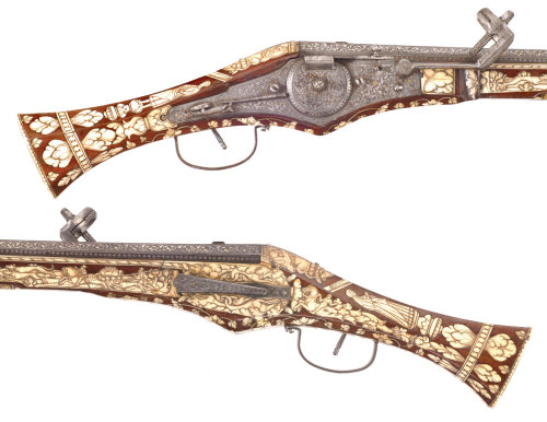 Heavily decorated German wheel-lock pistol made in Brunswick, circa 1555.Estimated Value: $500,000 -