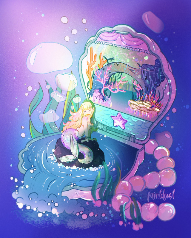 ~ Mermaid Compact ~ Grab a coloring page by joining my Patreon!