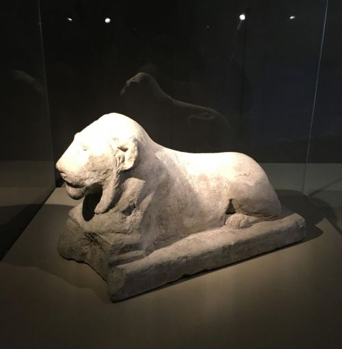 Limestone lion figure, from the Ptolemaic period of Ancient Egypt. (Please excuse the photo quality 