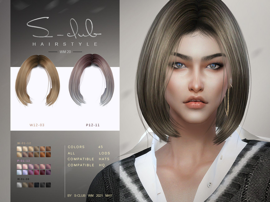 Emily CC Finds — S-Club ts4 WM Hair 202120 Created for: The Sims 4...