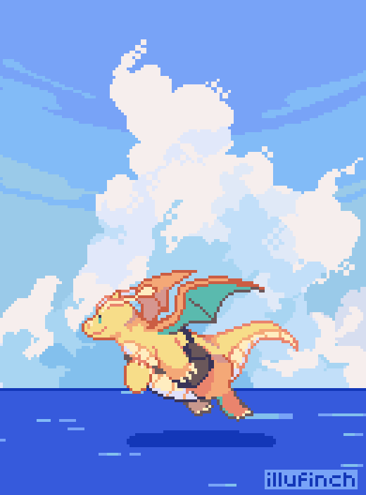 i watched the first pokemon movie the other #my art #pixel #pokemon # dragonite °^° @illufinch