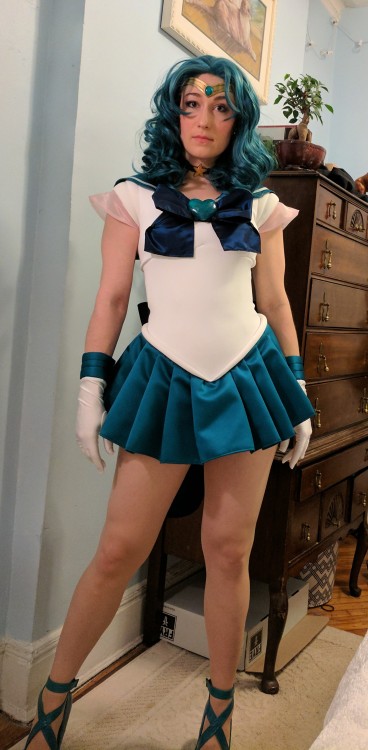 Cos-test of Sailor Neptune! She’s even more fun to wear than I thought she’d be, though I’m probably