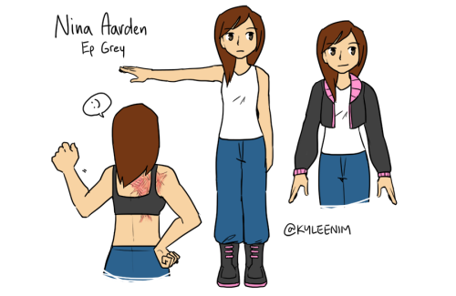 kynimdraws:Nina in Episode Grey, ref picThe burn wound on the back is from this incident btw