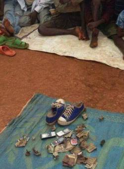 propermujahid:  &ldquo;This is a collection to a small mosque to be built in a city in Africa. When the Sheikh asked city residents to donate what they could so was the result what you see in the picture. A brother had only a pair of shoes that he gave