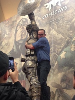 tikkimae:  He clung to it for his dear life. Also, he nearly ripped his pants jumping on the statue from the stage.