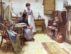 femme-de-lettres:  Large (Wikimedia)Walter Langley painted The Orphan in the late 1880s.Christie’s writes, of this painting, “like all his work, it displays extreme sensitivity to human emotion, but  the subject, though pathetic and touching, lacks