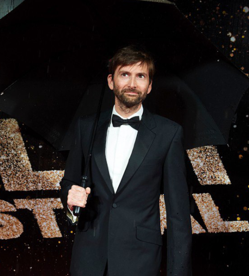  David Tennant in the rain on the red carpet - at the BFI London Film Festival awards in 2016 