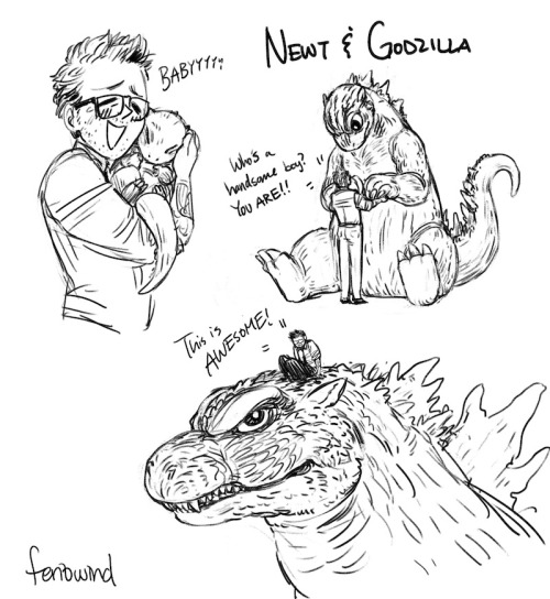 akireyta:sealprinceling:marchingjaybird:exorin:touchofgrey37:In which Newt raises Godzilla. Found on