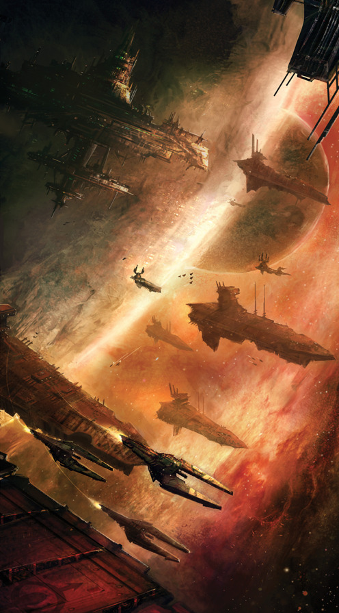 Warhammer 40k artwork — Chaos Spaceships by...