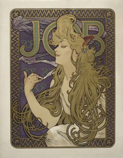 beautifulbizarremagazine:  Alphonse Mucha (“Job” Cigarettes ad. 1898)  My first introduction to the world of Alphonse Mucha was in these  amazing poster ads for ‘Job Cigarettes’. When I started to dig deeper  into his art I was just blown away