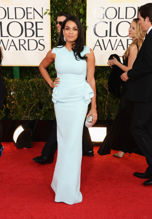 Rosario Dawson in a peplum gown at the 2013 Golden Globe Awards