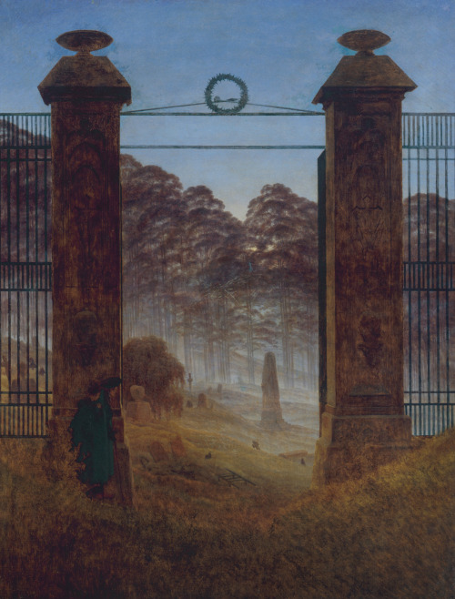 Caspar David Friedrich (1774-1840), The Cemetery Entrance, 1825, oil on canvas, 143 x 110 cm. Galeri