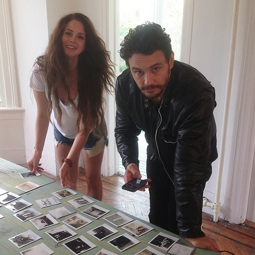 lanasdaily:  Lana Del Rey and James Franco arranging a photo story of polaroids