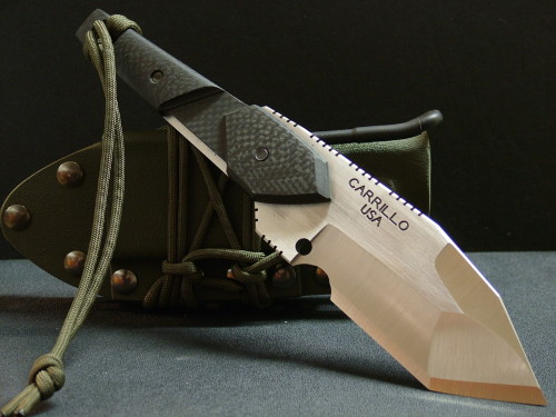 whiskey-wolf:   AIRKAT KNIVESSCARAB model 7    This is a very rare if not a one of a kind (can’t be 100% sure) but i may have made 2?The knife is made of .250 thick / 154 CM stainless and is 9.75” long. It has full Carbon fiber milled grips on both