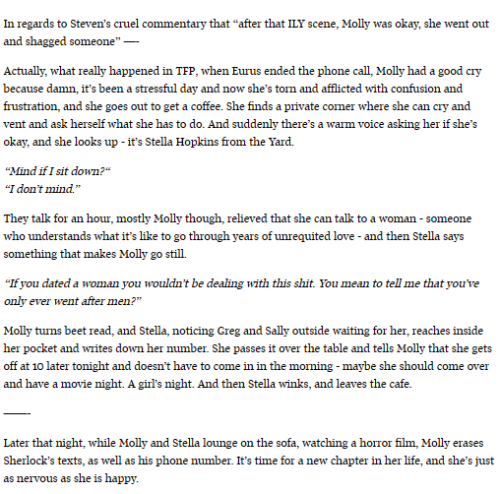 Behold, examples where Johnlock writers have treated Molly well in their fics - just a few of the ma
