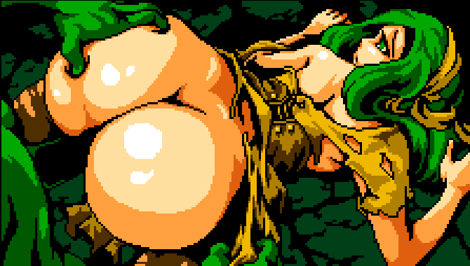 Big booty on a voluptuous green haired dungeon adventurer whoâ€™s been caught