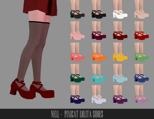 nell-le:Pixicat Lolita Shoes- hq compatible- 20 swatches- female- ts3 to ts4 conversion- original me